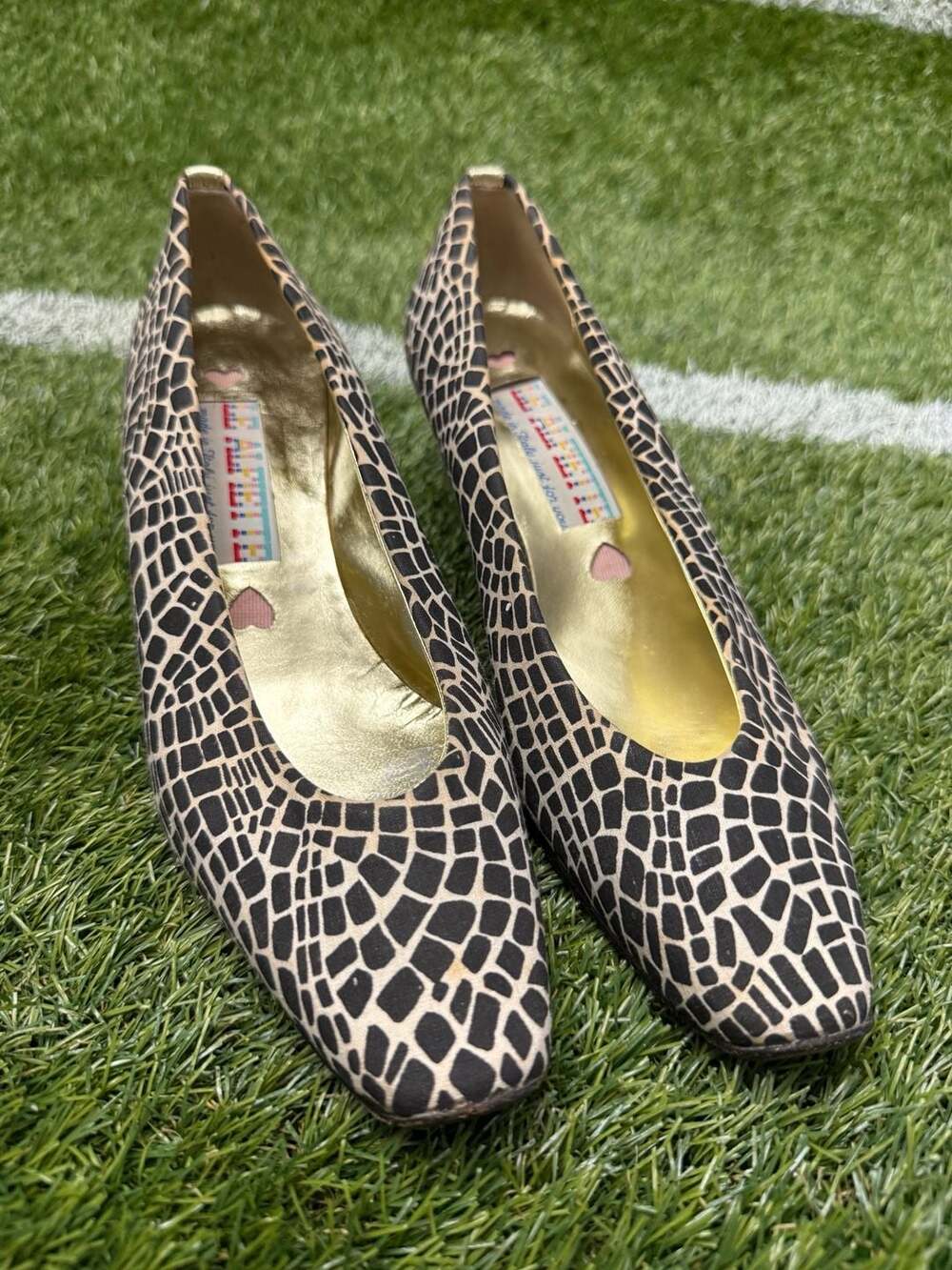 Made In Italy Black & Tan Animal Print Pumps Shoes Size 39
